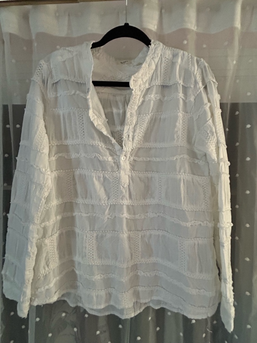 dylan White Textured Peasant Blouse